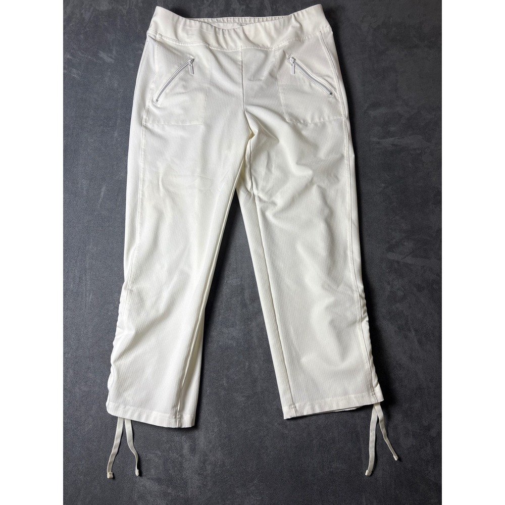 White Vacation Party Fun Ribbed Pants Hem Size 8